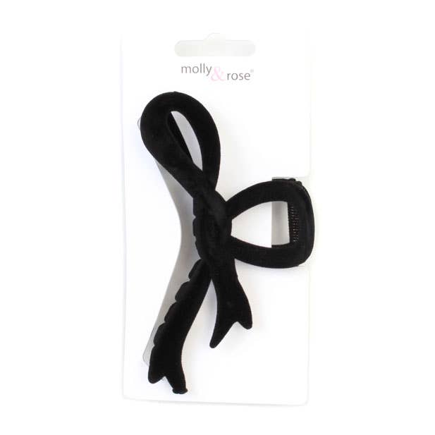 Inca UK - Wholesale Hair Bow - Women's - Black flocked velvet bow clamp1