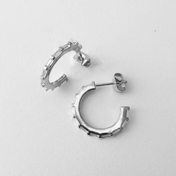 Honeycat Jewelry - Wholesale Hoop Earrings - Crystal Baguette Hoops9