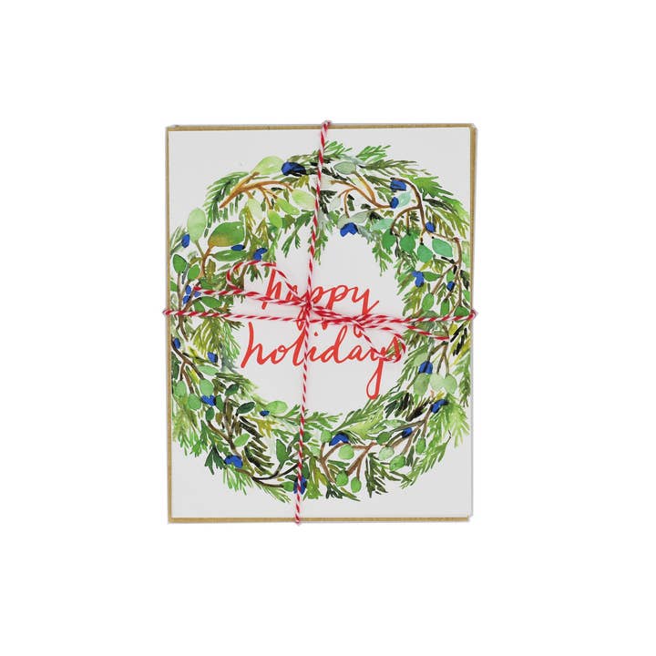 Wreath Happy Holidays Greeting Card Set for wholesale by MJLee Studio