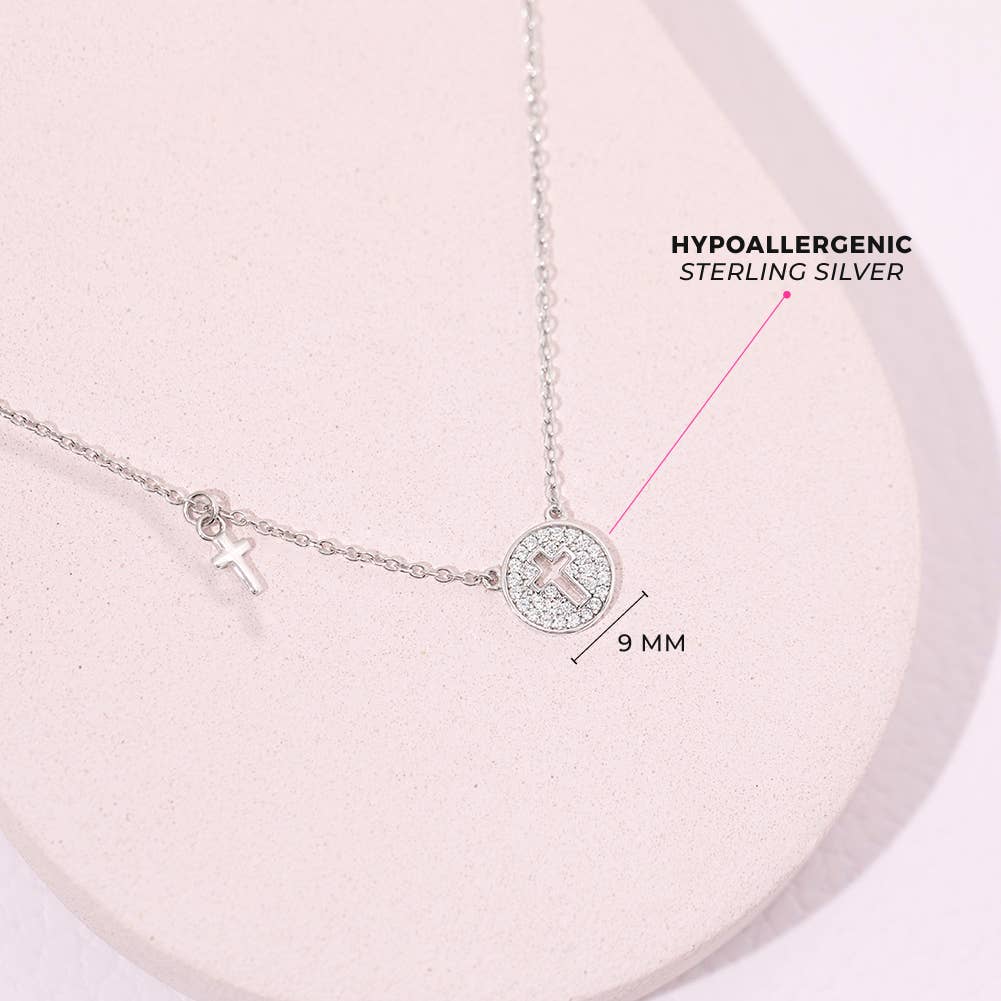 In Season Jewelry – wholesale Kids necklace – Kids – Tiny Cross Lock & Key 9mm Kids Necklace - Sterling Silver3