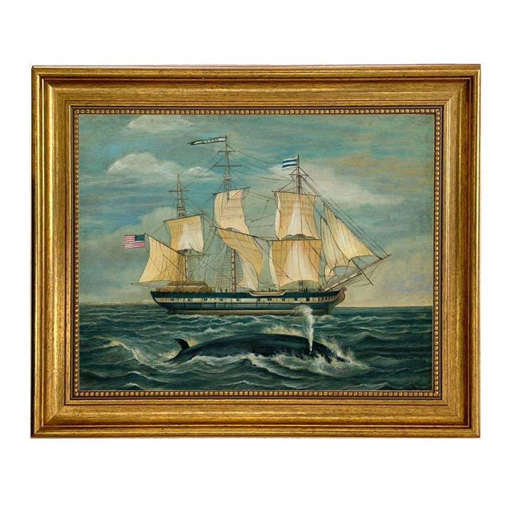 Madison Bay Co. - Historical Home Decor Reproductions - Wholesale Painting/drawing - American Whaling Ship with Sperm Whale Vintage Painting Print2
