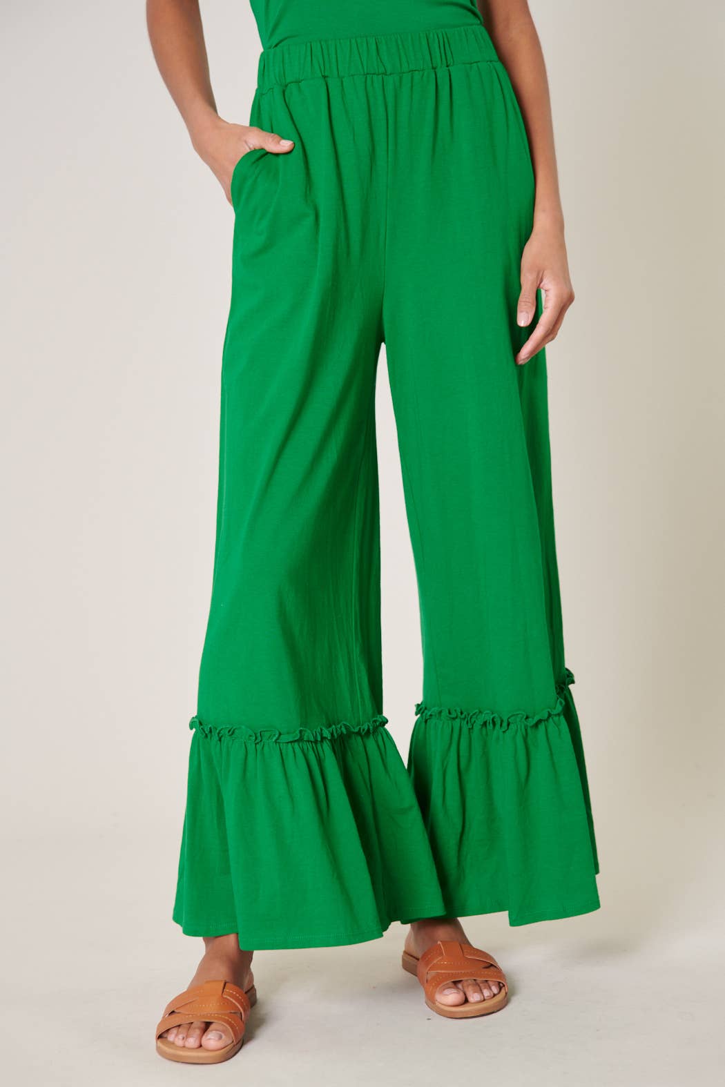 Sugarlips - Vente Pantalon – femme - Pantalon en coton tricoté à jambes larges avec volants Ryder6