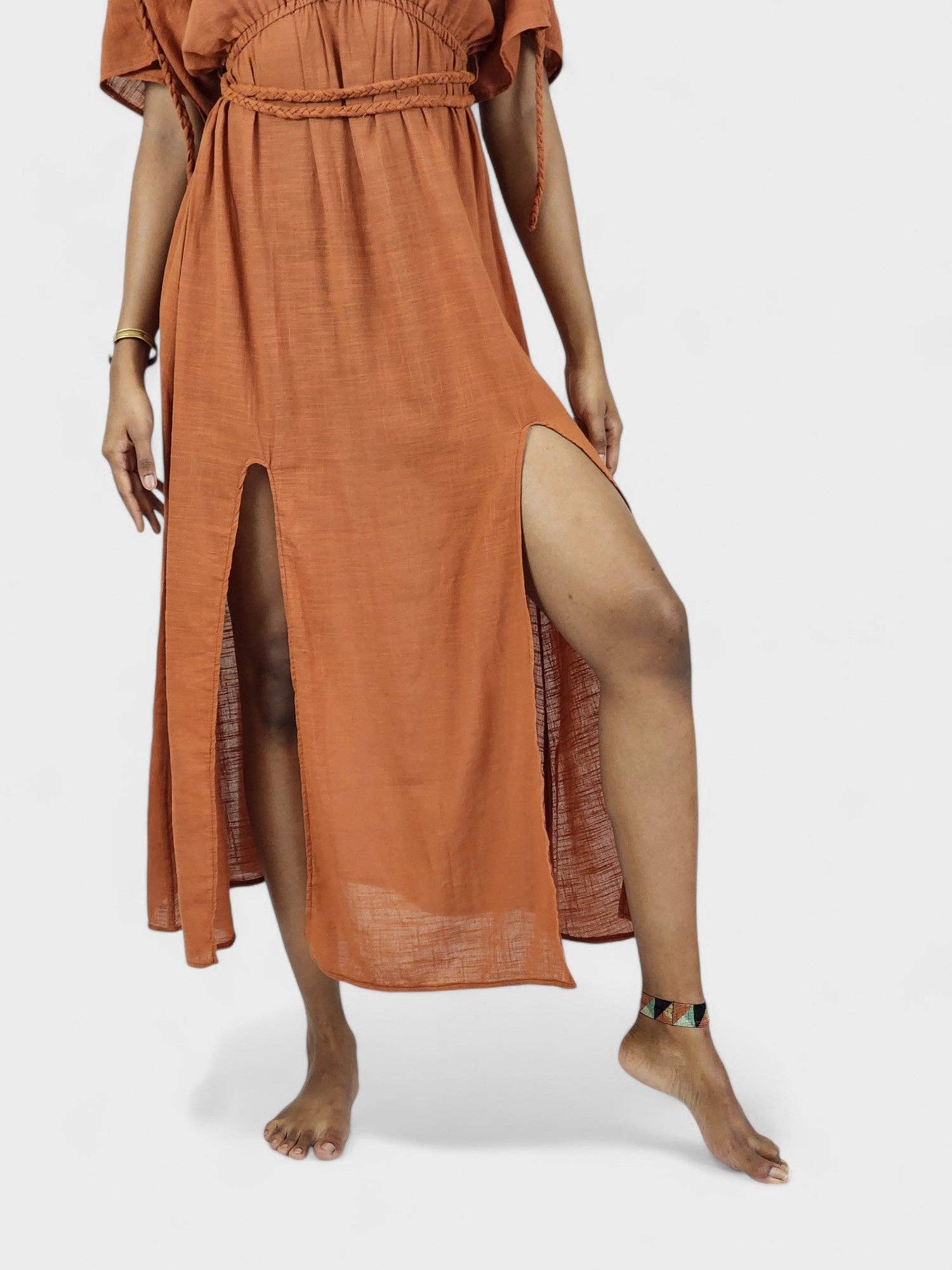 Sacred Ceremony - Wholesale Dress - Women's - Rust Organic Cotton Rope Goddess Maxi Dress13