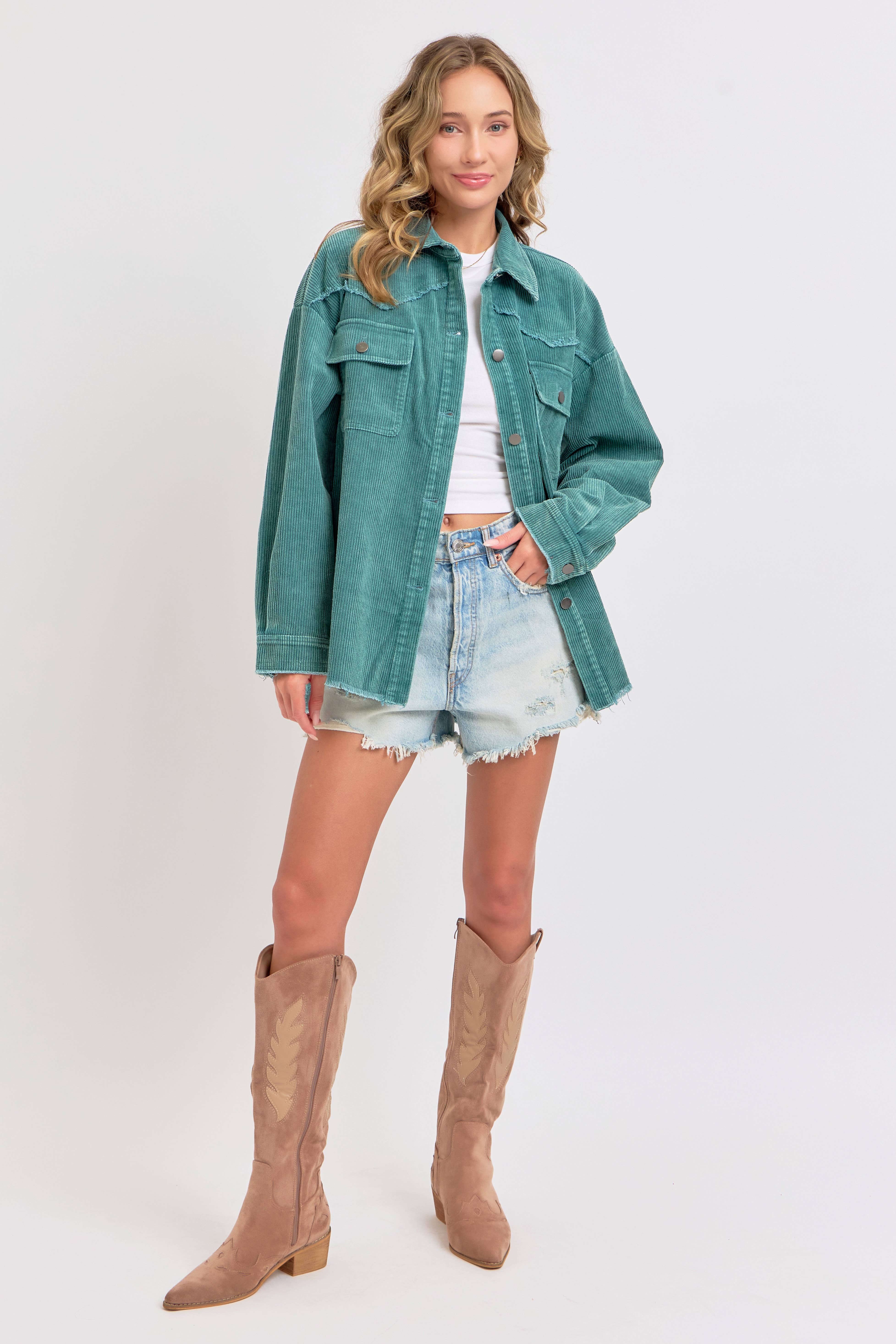 Sweet Lovely by Jen - Wholesale Shirt Jacket/Shacket - Women's -  CORDUROY SHACKET MINERAL WASHED COWBOY WESTERN COMBINED25