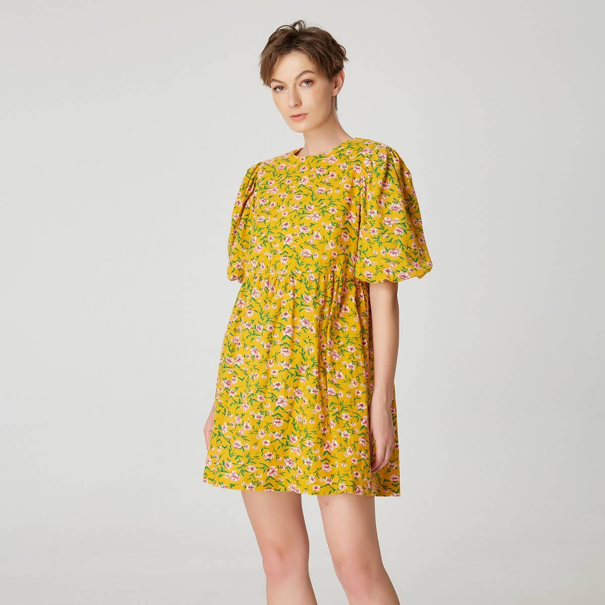 Smart and Joy - Wholesale Dress - Women's - Monochrome floral print A-line short dress5