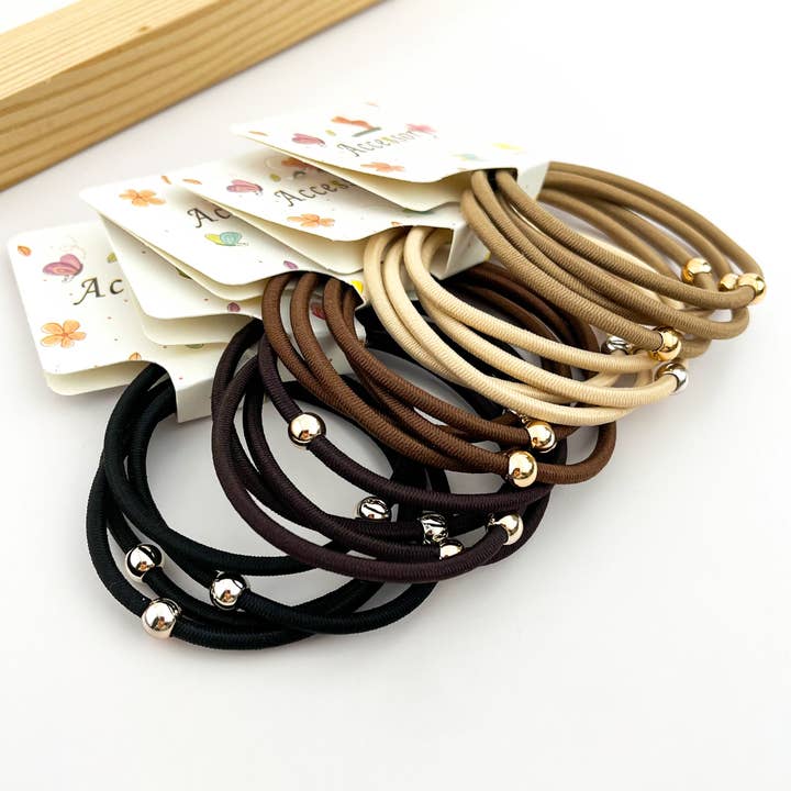 4er-Pack Haargummis mit runden Perlen für den Großhandel von SoapElenGlen