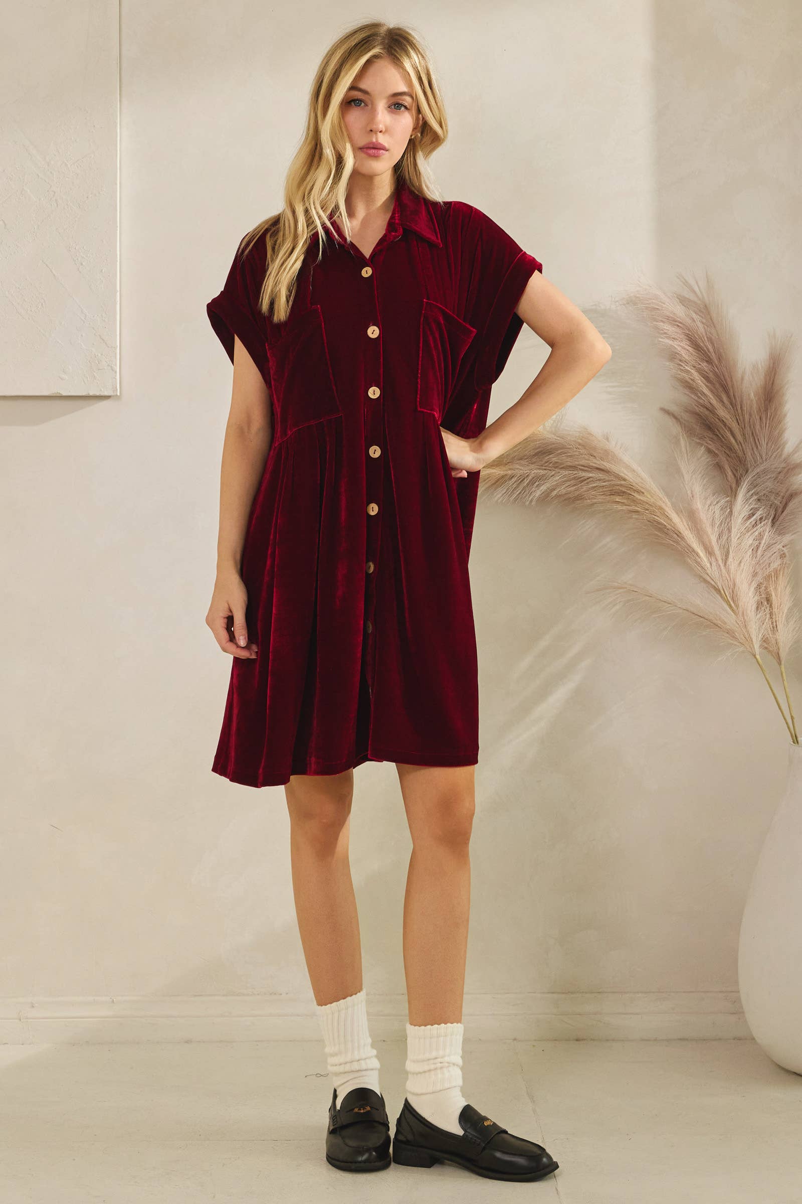 Sewn and Seen - Vente Robe – femme - Robe plissée en velours6