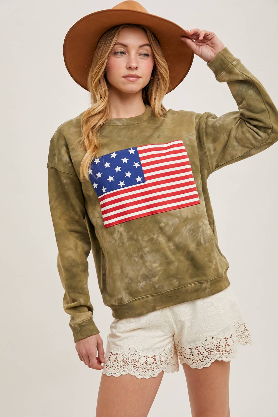 Bluivy - Wholesale Sweatshirt - Women's - US FLAG TIE-DYE SWEATSHIRT PULLOVER - 4TH OF JULY10