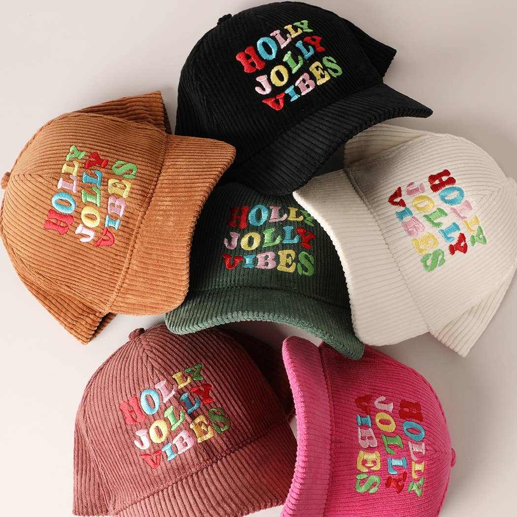 Fashion City - Wholesale Baseball Cap - Women's - Holly Jolly Vibes Embroidery Corduroy Cap20
