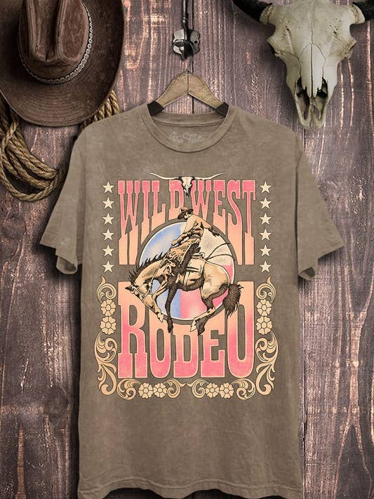 Top mit Wild-West-Rodeo-Grafik für den Großhandel von Lotus Fashion Collection