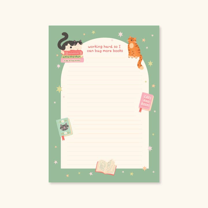 Cat Books Notepad – Literature Stationery Gifts for wholesale by Hopscotch Paper Co.