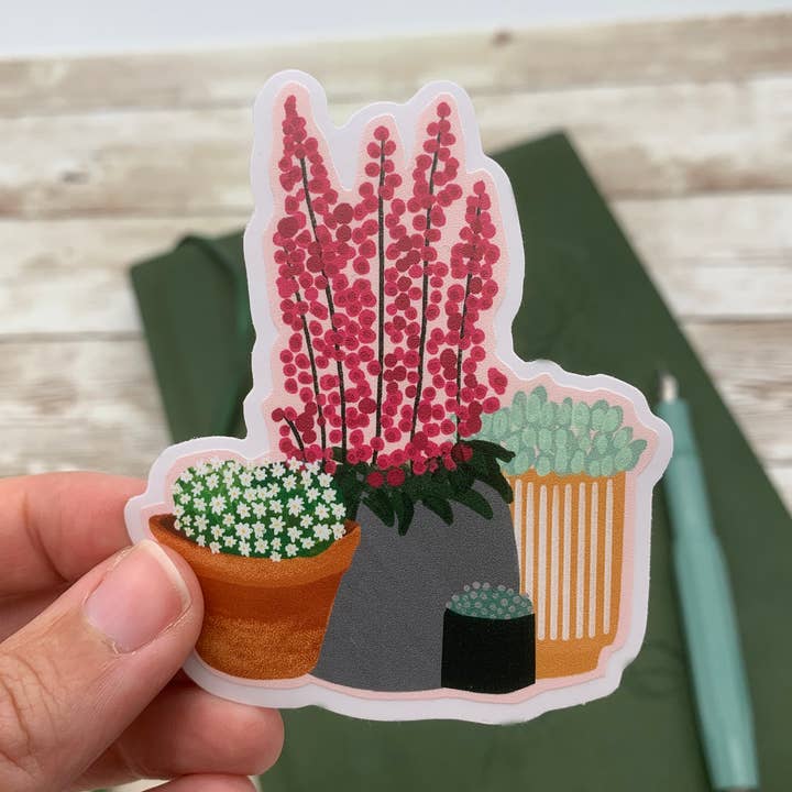 Pink Plants klistermærke for engroshandel hos Samantha Hall Designs