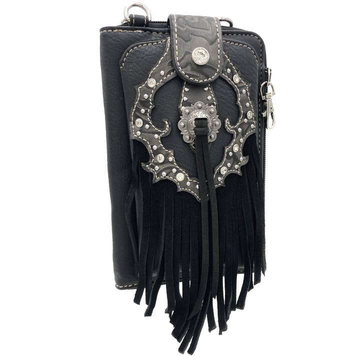 Lunar Deer - Wholesale Phone Wallet - Women's - Western Fringe Women's Crossbody Phone Wallet