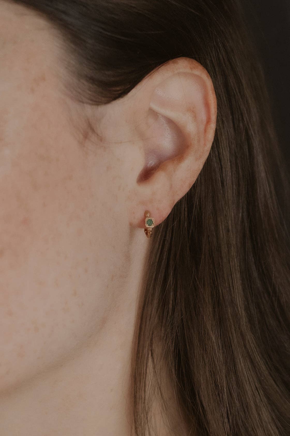 Claire Hill Designs – wholesale Huggie earrings – Chalcedony Lichen Branch Gold Huggies1