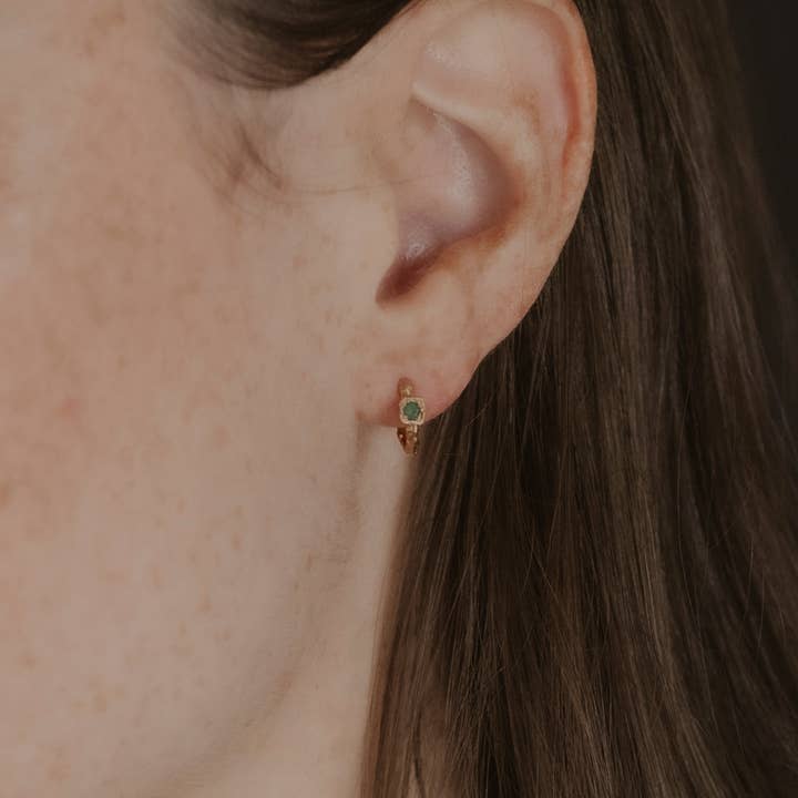 Claire Hill Designs – wholesale Huggie earrings – Chalcedony Lichen Branch Gold Huggies1