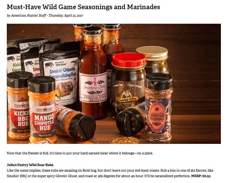 Julia's Southern Foods, LLC - Wholesale Rub - Julia's Pantry Wild Boar Smokey BBQ Rub, 8oz Cloth3