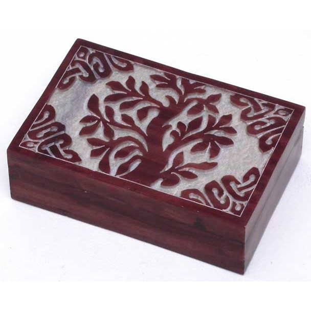 Livets Træ Sæbekassette – Håndskåret Hængslet Erindringsæske for engroshandel hos R. Expo/Song of India