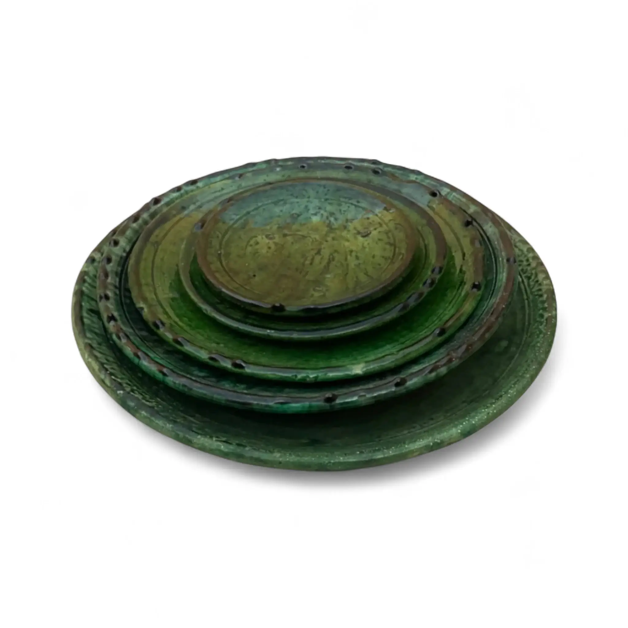Moroccantastics - Wholesale Dinner Plate - Tamegroute Green Glazed Plate: Green ceramic plates7