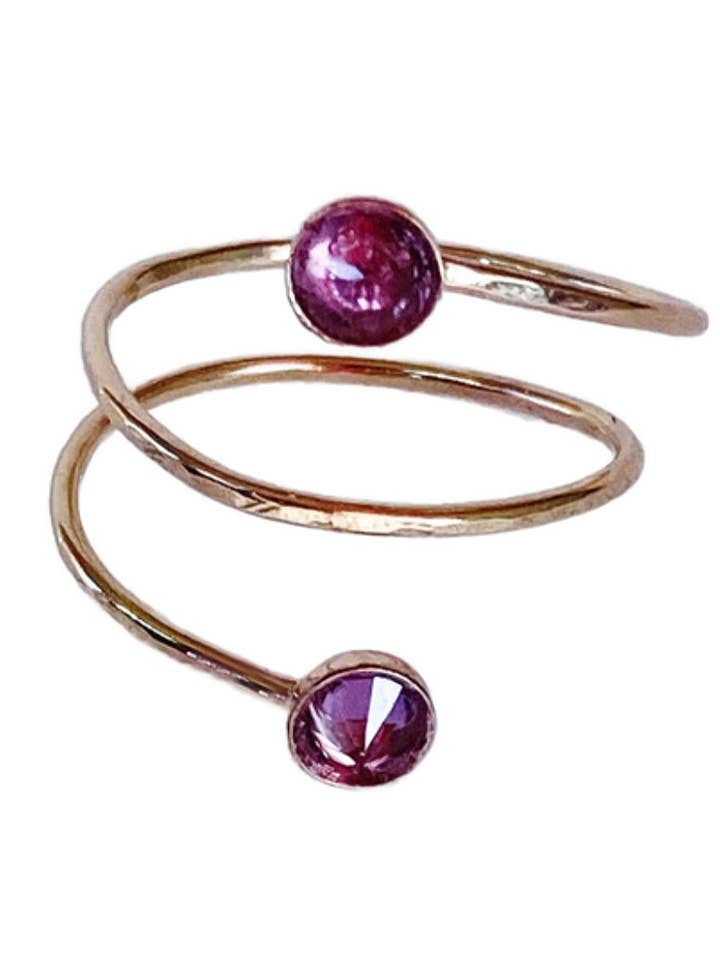Pink Tourmaline Double spiral ring - Pink Tourmaline Gold Wr for wholesale by Friedasophie