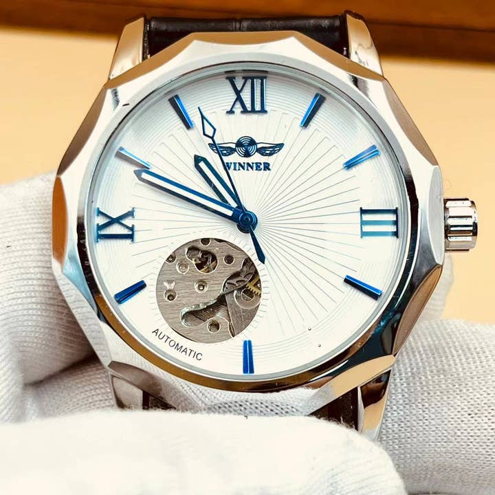 WoodWristCo – wholesale Armbandsur - Herr – WINNER Automatisk Läder Mekanisk Klocka