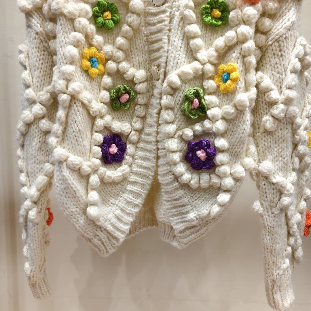 Färg som bilder TP41 Handvävd stickad tröja med 3D-blommor för wholesale på Faire3