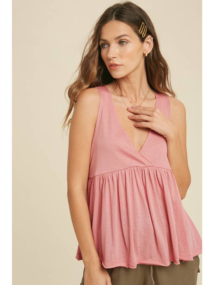 PEPLUM TANK TOP WITH RAW EDGE DETAIL / WL20-4856 for wholesale by Wishlist Apparel