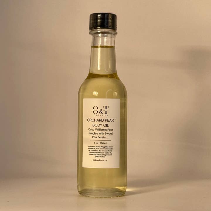 Huile pour le corps Orchard Pear 150 ml pour la vente par Oak & Tonic Organics