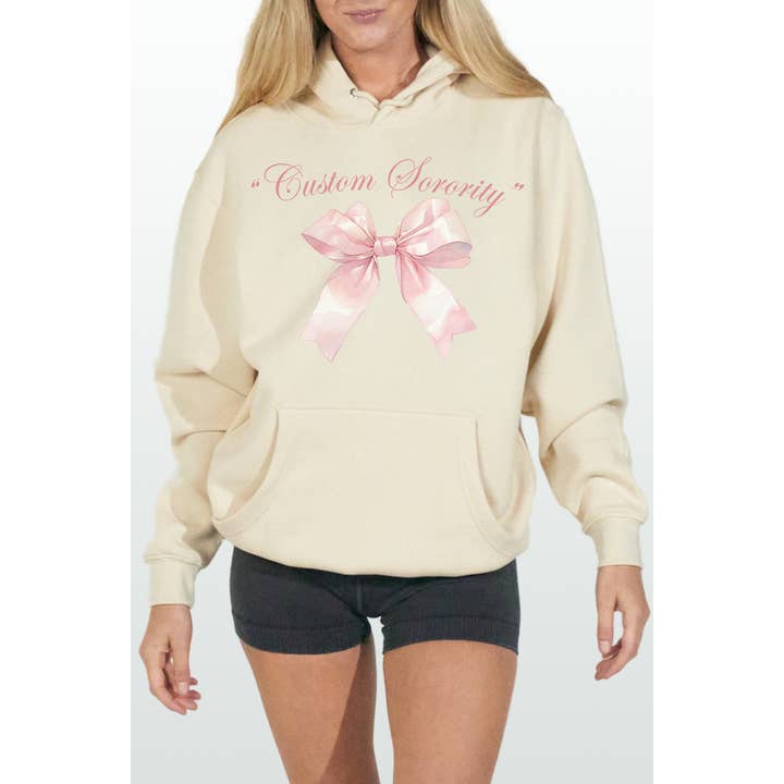 Custom Sorority Pink Bow Hoodie for wholesale by Bella Me