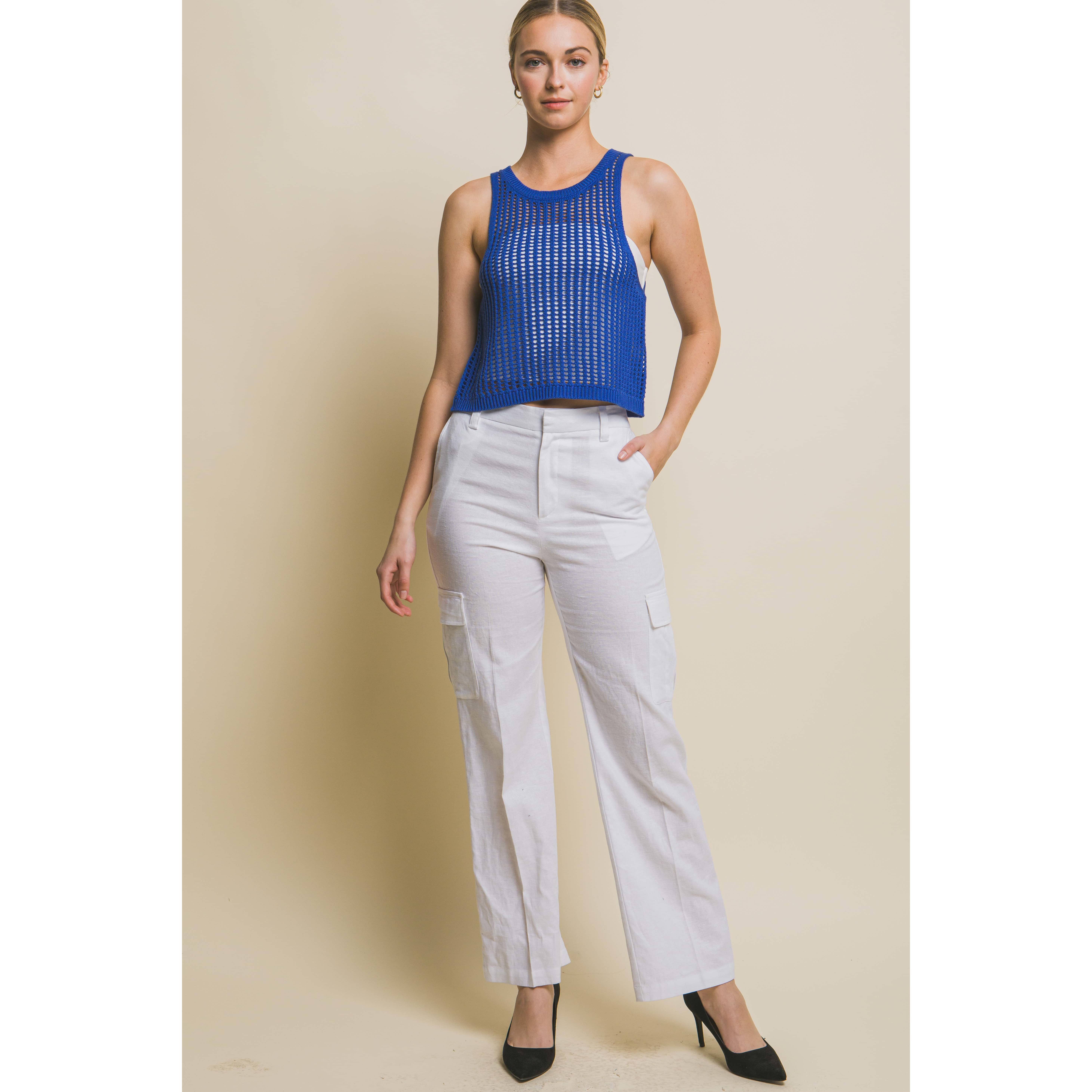 Paperdoll – Großhandel Strickoberteil – Damen – ÄRMELLOSES TANKPULLOVERTOP MIT OFFENEM STRICK5