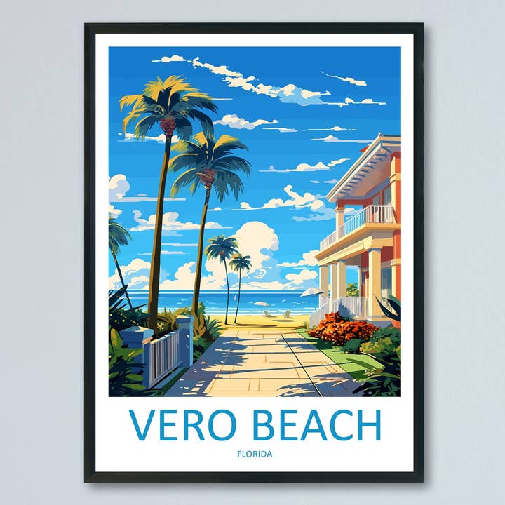 Stampa da Parete Vero Beach Viaggio Decorazione da Parete Vero Beach Arredamento Casa Regalo Vero Beach Amanti dell'Arte Regalo Spiaggia Florida Stampa Vero Beach per la vendita all'ingrosso da parte di TravelzonaArt