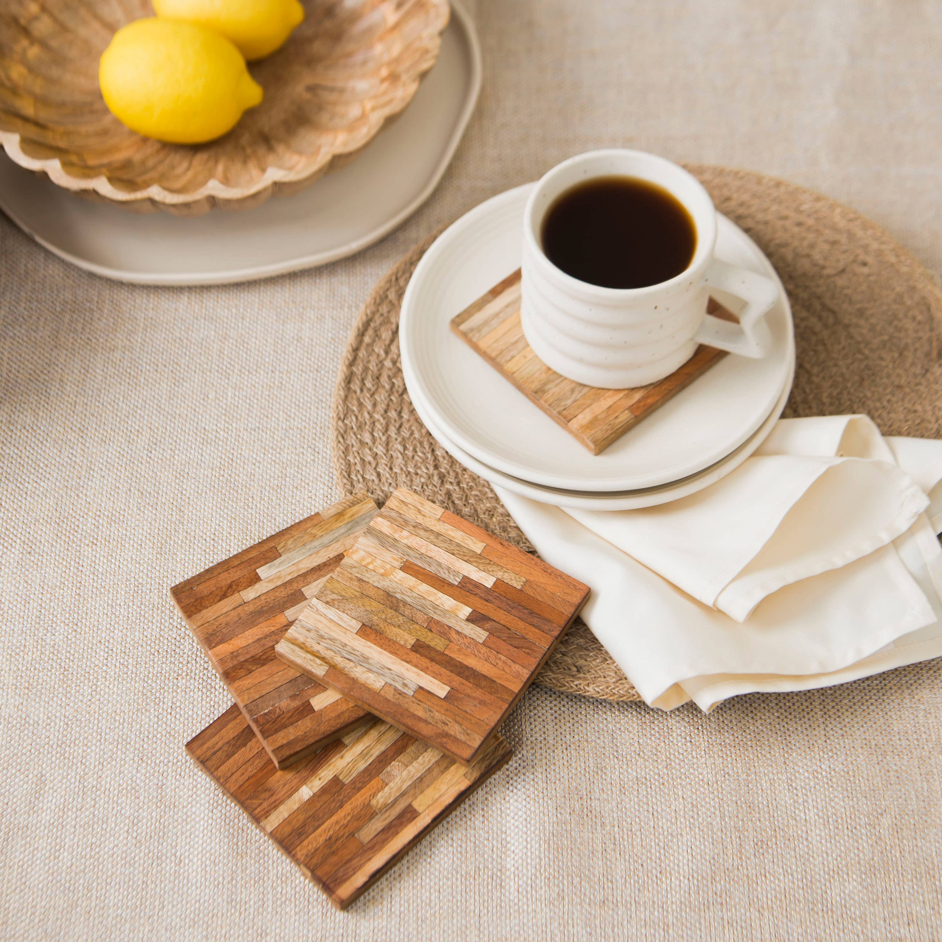 Mela Artisans - Wholesale Coasters - Marquewood Two Tone Coasters3