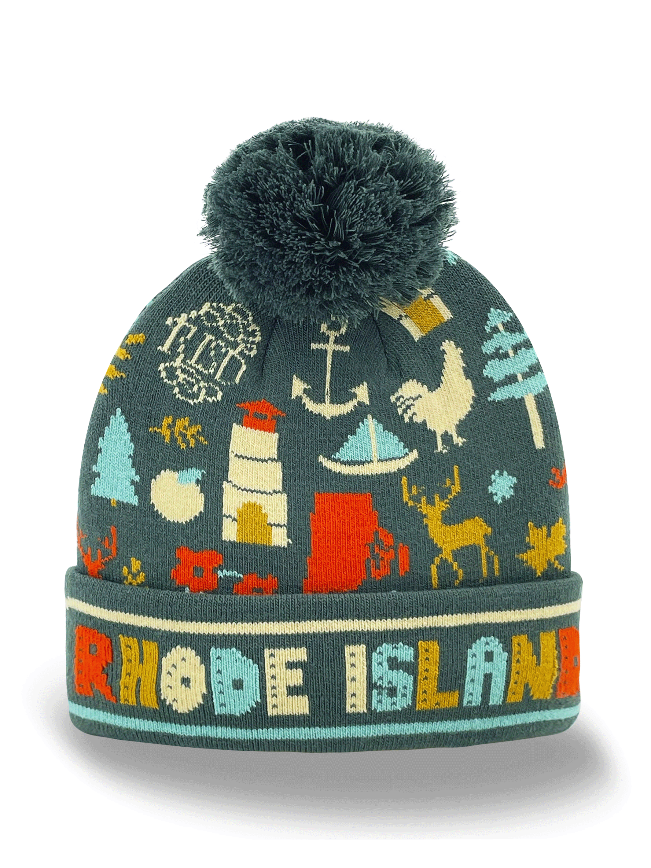 Northern Icons Creations INC - Wholesale Beanie - Unisex - Rhode Island Knit Beanie Winter Hat with Pom Pom | Ocean State Souvenir Gift1