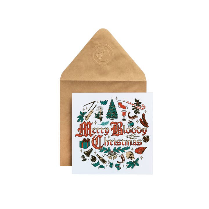 Merry Bloody Christmas Card for wholesale by Gold St. Press