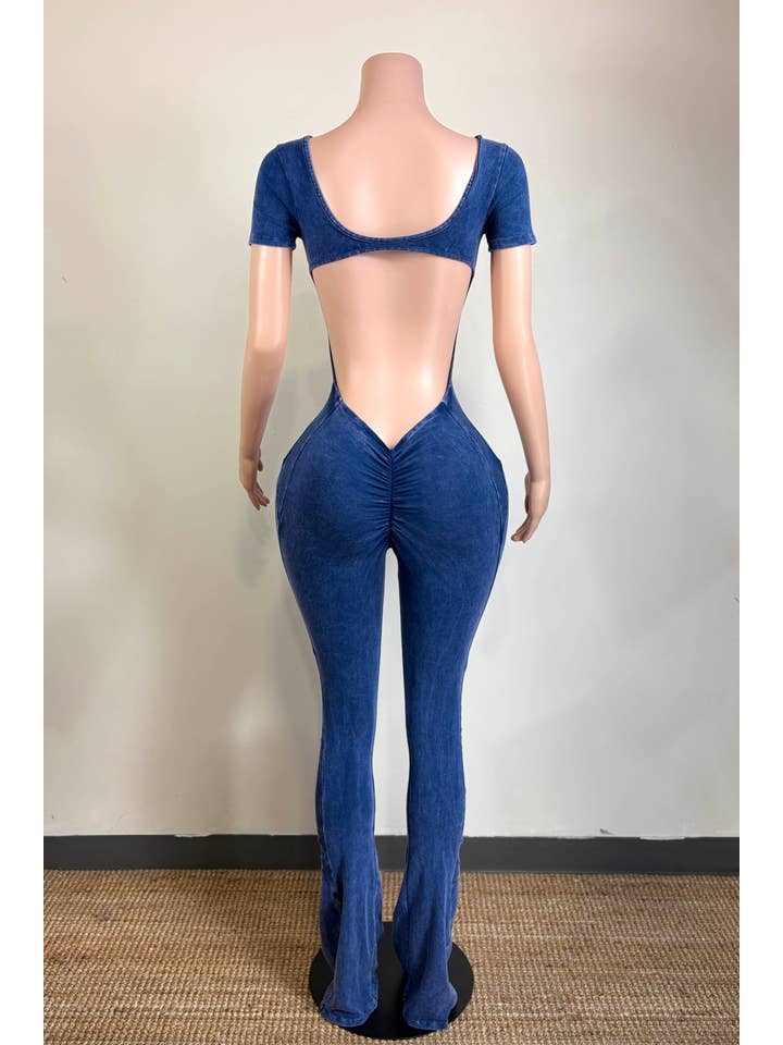 Dalia Studio - Wholesale Jumpsuit - Women's - MINERAL WASH OPEN BACK FLARE JUMPSUIT14