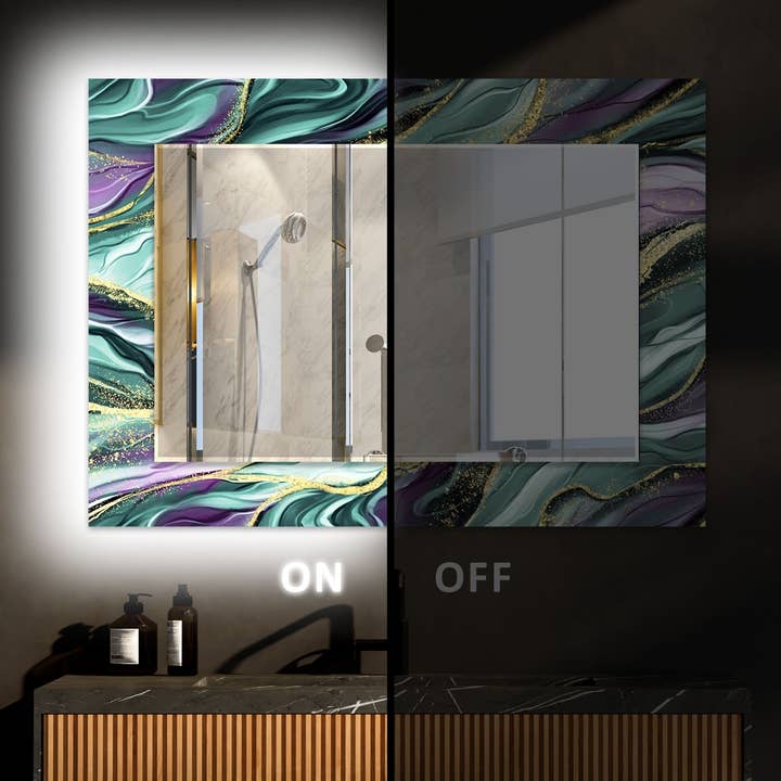 Abstrakt härdat glas väggspegel för wholesale av MyPhotostation