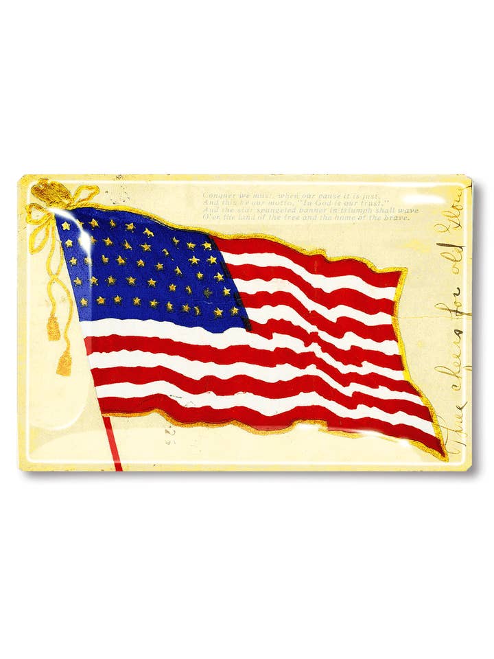 Vintage Flying Flag Decoupage Glass Tray for wholesale by Ben's Garden
