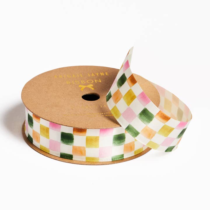 Abigail Jayne Design - Wholesale Ribbon - Gift Wrapping - Colorful Checkered Satin Ribbon 0
