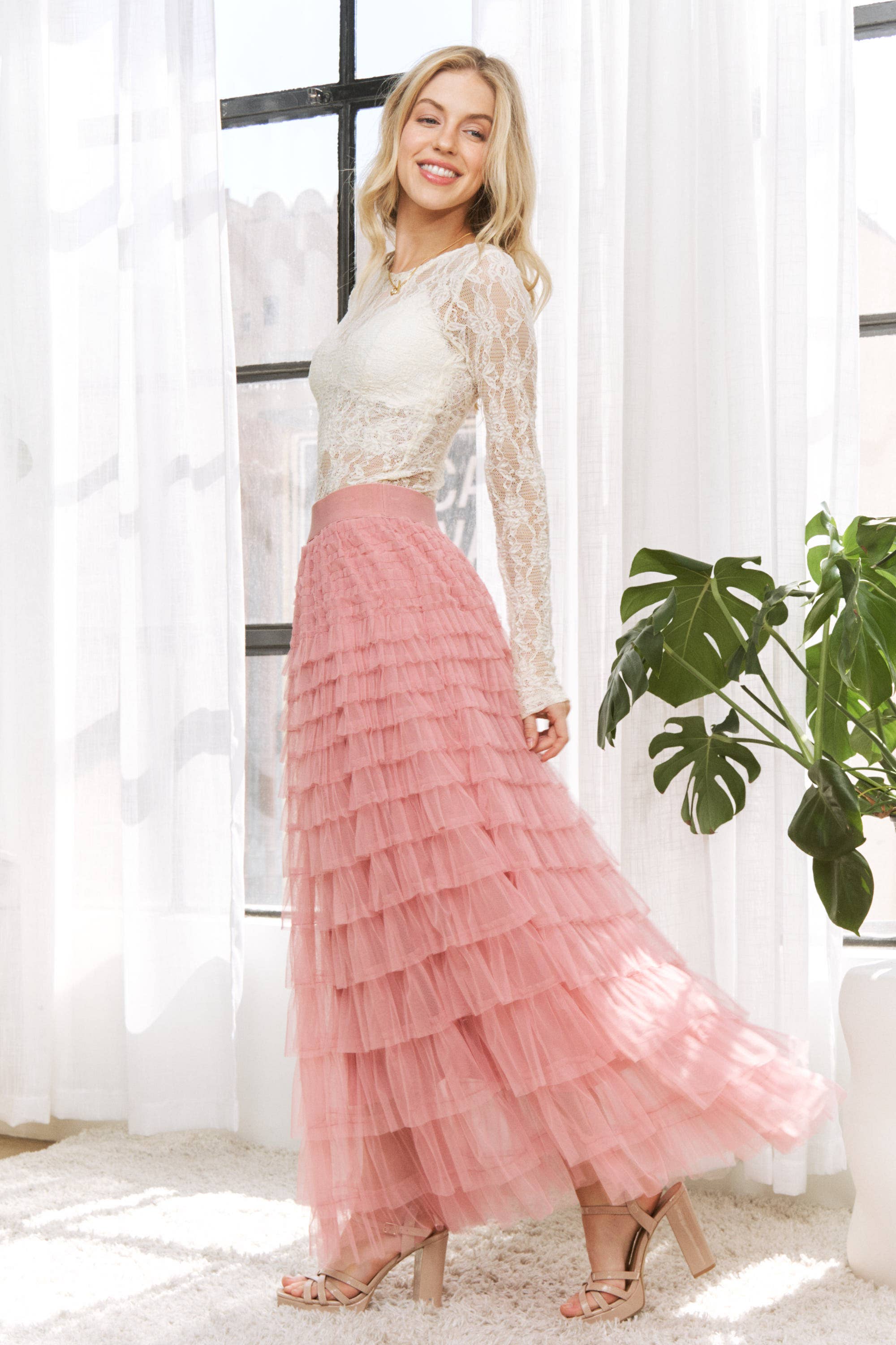 Sweet Generis - Wholesale Skirt - Women's - CASCADING TULLE MESH TIERED MAX SKIRT28