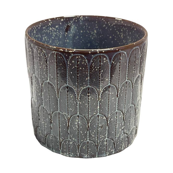 Heaven Sends – wholesale Plant pot – DARK BLUE PATTERNED CERAMIC POT0