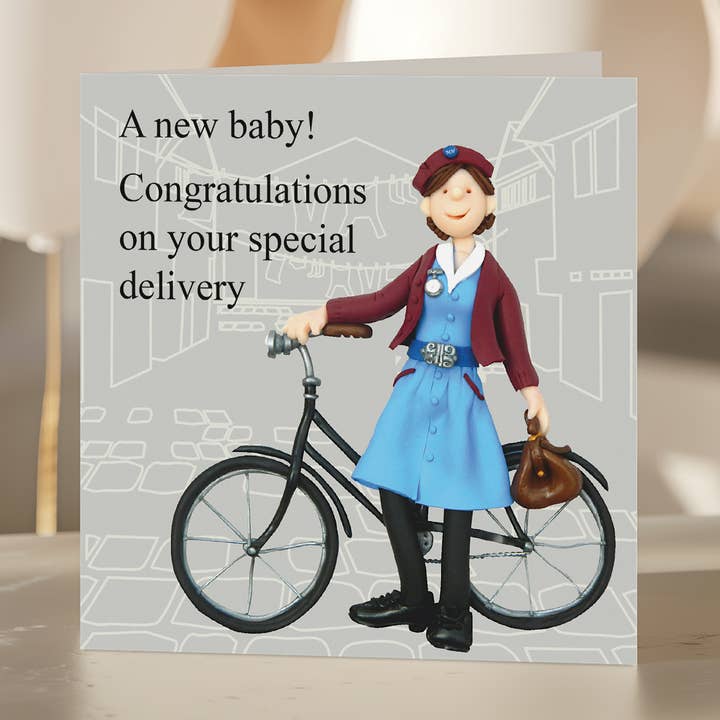 Cartão de novo bebé por parteira por Erica Sturla por atacado de Inky Blue Ltd t/a Holy Mackerel