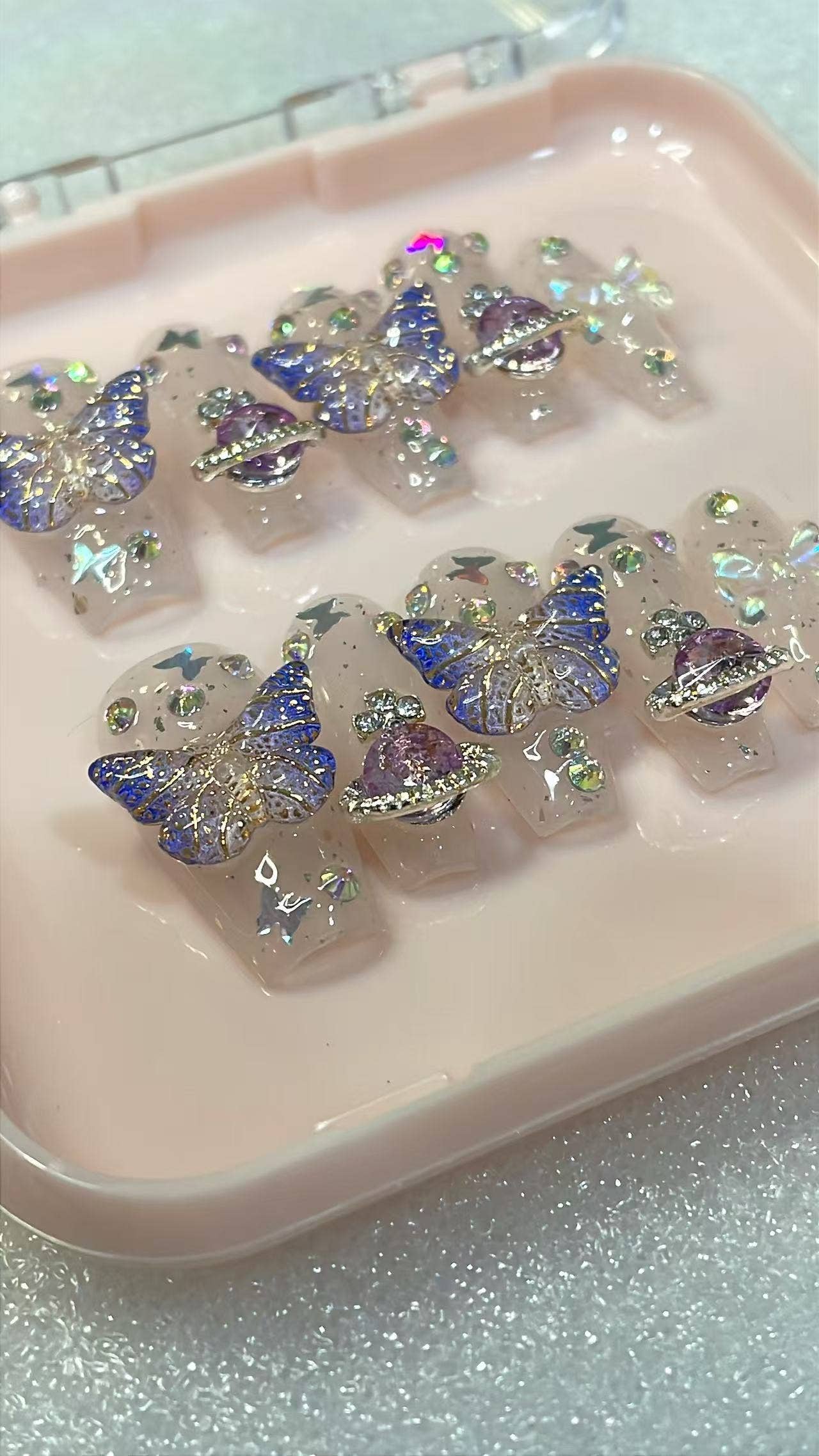 Azurenailshop - Wholesale Press-On/Fake Nails - Handmade Press On Nails, butterfly 3d false nail1