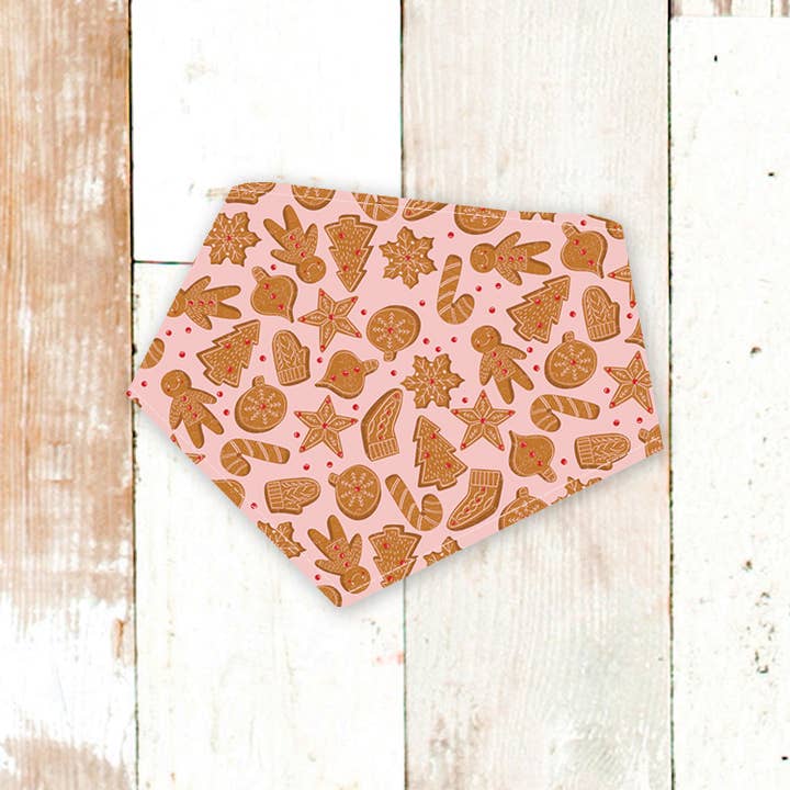 Pink Gingerbread Cookies Christmas Dog Bandana for wholesale by BibbyBubby