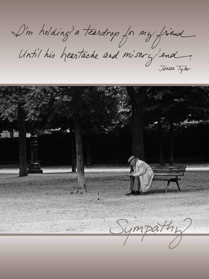 396: Ich halte eine Träne für meinen Freund, bis sein Herzschmerz und sein Elend enden. - Jaesse Tyler für den Großhandel von Bonair Daydreams