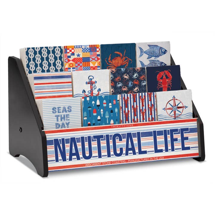 Nautical Life Prefilled Single Coaster Display for wholesale by CounterArt/Highland Home/Thirstystone