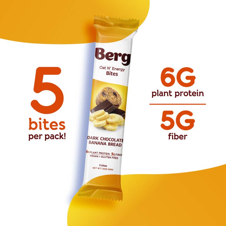 Berg Bites - Wholesale Snack Bar - 1.5oz Dark Chocolate Banana Bread Energy Bites