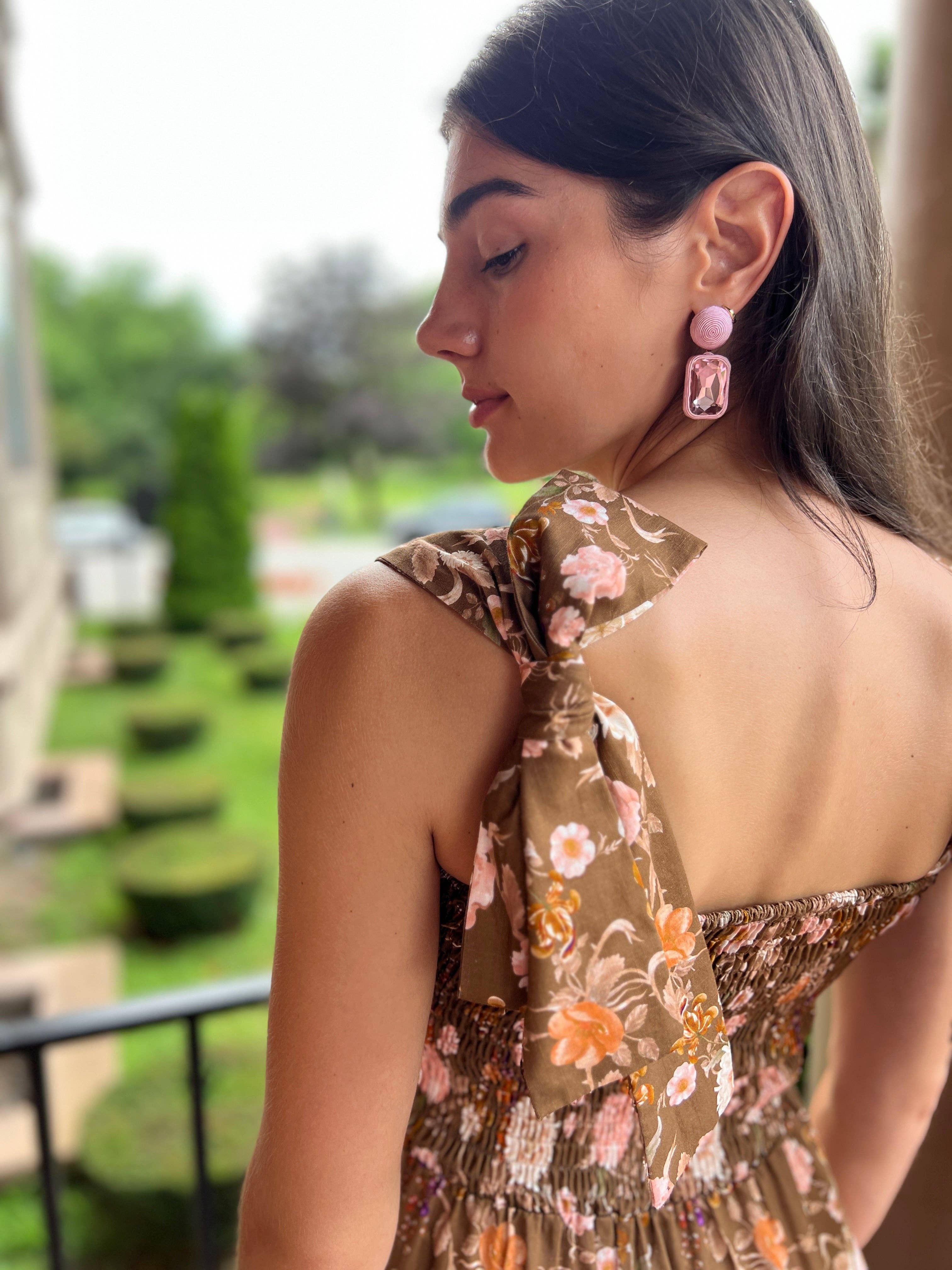 Kathleen Maeve - Vente Robe – femme - Robe Maxi Emma Bow | Chinoiserie Marron9