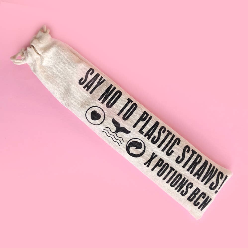 Potions BCN - Vente Paille - Pack Zero Waste de pailles en acier inoxydable + sac 1