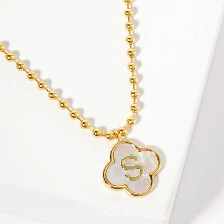 Wild Honey - Wholesale Pendant/Charm Necklace - 18K Gold-Dipped Brass Quatrefoil Monogram Necklace21