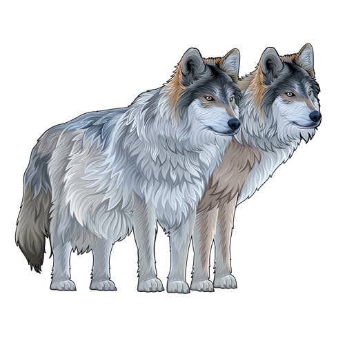 Aurora Stickers - Wholesale Sticker - Wolf Pair Die Cut Sticker - Set of 50 wolf pair stickers