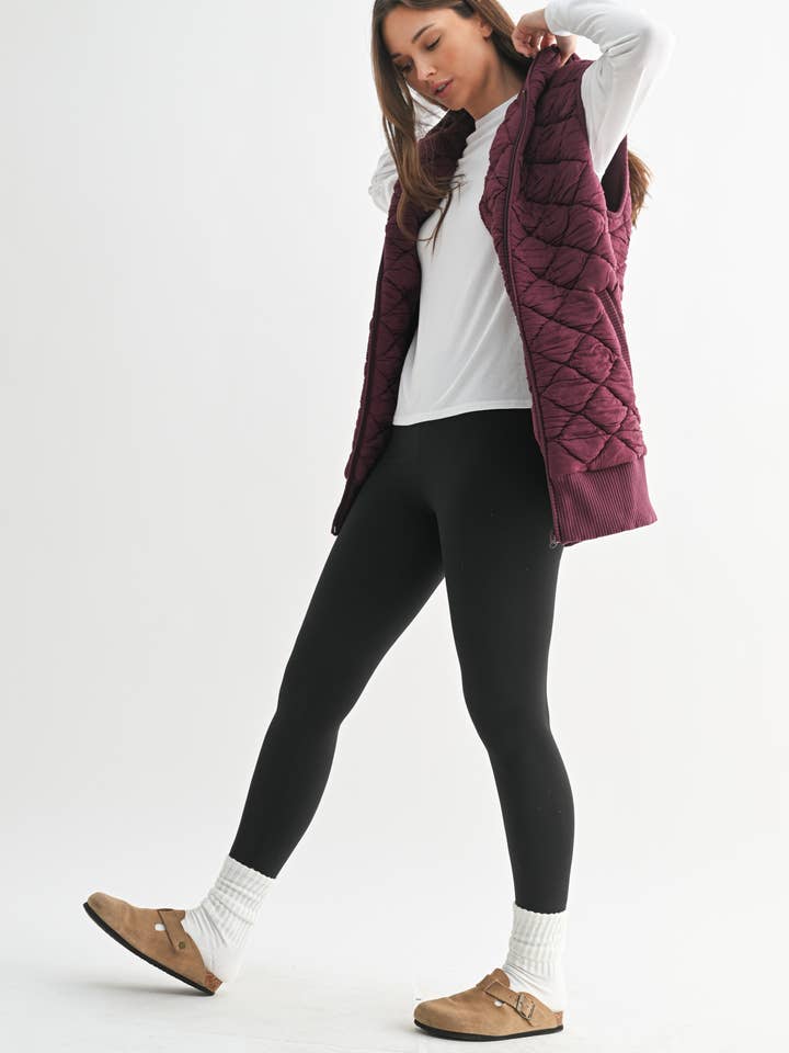 Mono B - Wholesale Outerwear Vest - Women's - Oversized Quilted Fleece Vest with Hood11